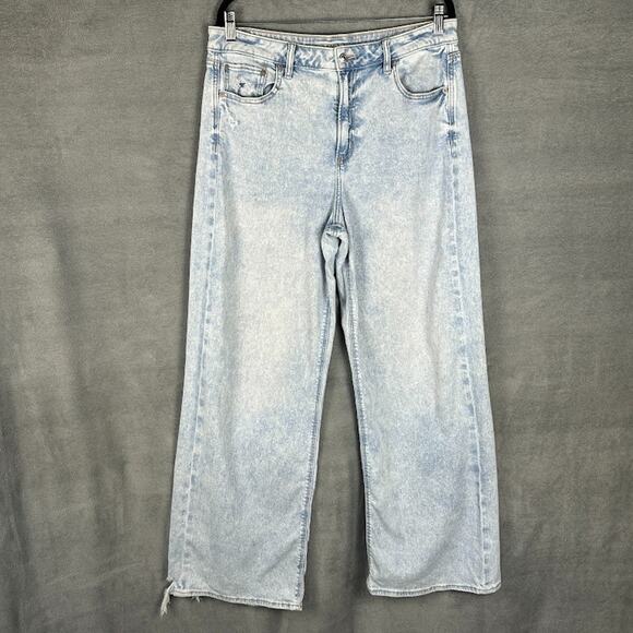 American Eagle Outfitters Denim - American Eagle Jeans Womens 12 XLong Blue Super High Rise Baggy Wide Leg Stretch